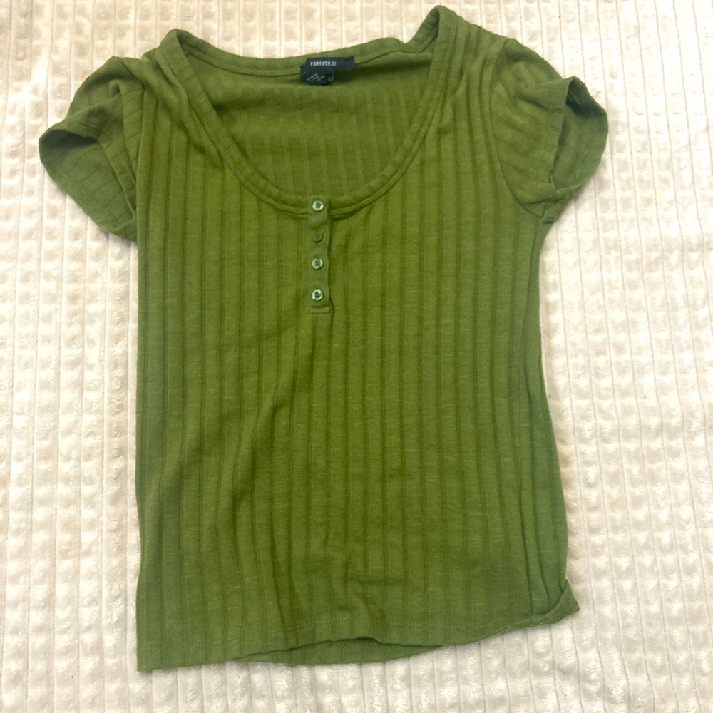 Green Short Sleeve Henley